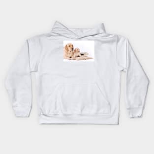 Labrador puppy with his mother and books Kids Hoodie